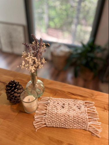 BOHO STYLE COASTER NEUTRAL COLORS SOFT YARN
