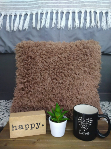 Fuzzy Throw Pillow Chestnut COVER