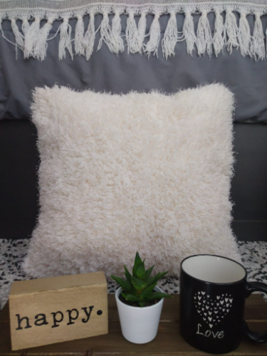 Cream Fuzzy Throw Pillow COVER