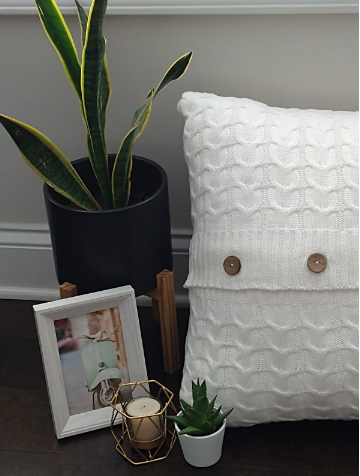 Ivory Button Knit Throw Pillows