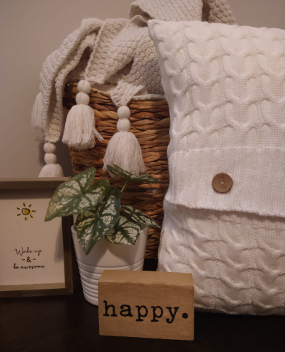 Ivory Button knit throw pillow