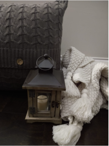 Smokey Grey Button Knit Throw Pillow