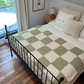 CHECKERED GREEN AND WHITE BLANKET