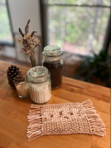 COASTER BOHO STYLE  IN NEUTRAL COLORS SOFT YARN COFFEE