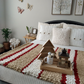 CHRISTMAS MORNING RED WHITE AND BROWN CHUNKY BLANKET