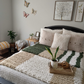 MEDIUM CHUNKY BLANKET GREEN BEIGE AND WHITE