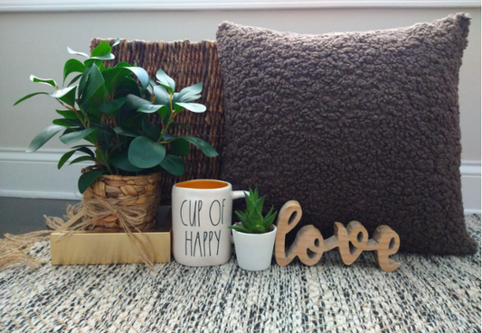 COFFEE COLOR TEDDY BEAR TEXTURE THROW PILLOW