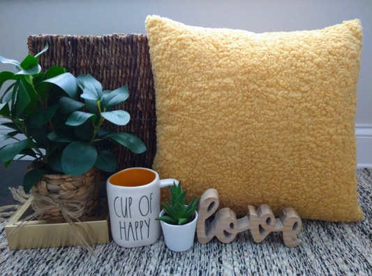 Teddy Bear Mustard Throw Pillow